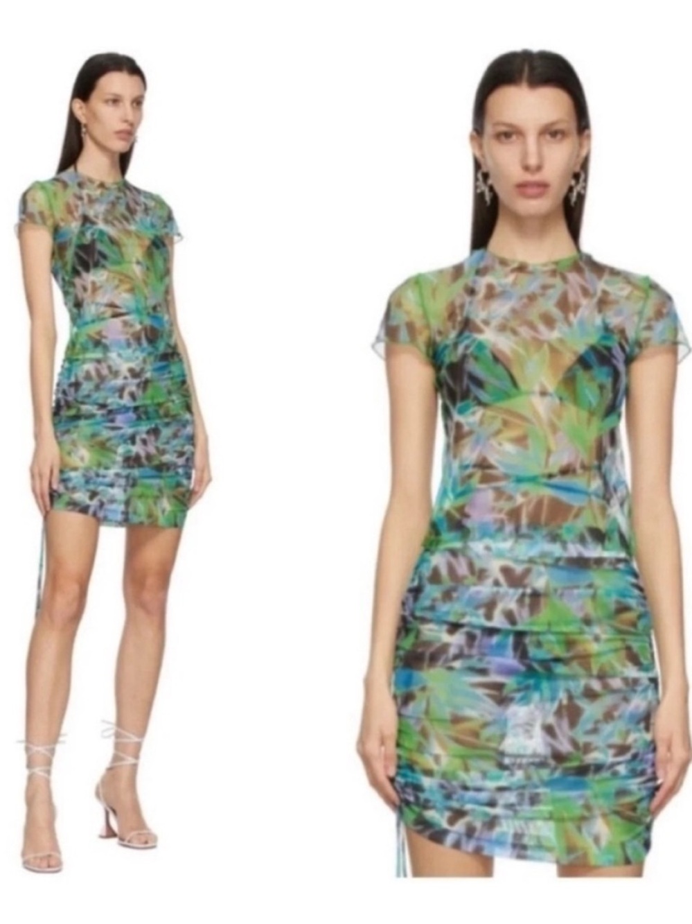 Kim Shui Green Mesh Print Top and Skirt Set M/L